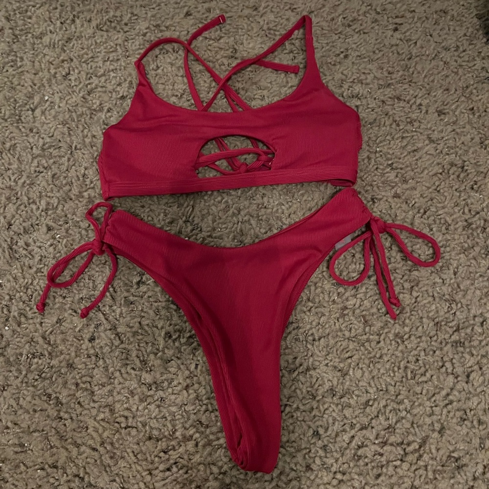 Red romwe bikini set